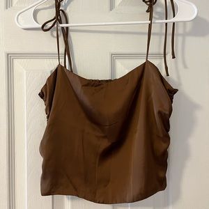 Urban Outfitters Brown Satin Tank